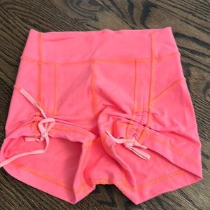 Lululemon pink 1inch tie biker shorts
